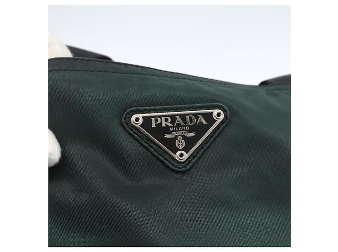 Borsa Tote PRADA in nylon verde argento Auth fm5147 - vista 14