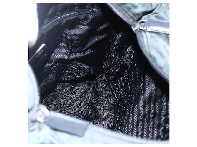Borsa Tote PRADA in nylon verde argento Auth fm5147 - vista 18