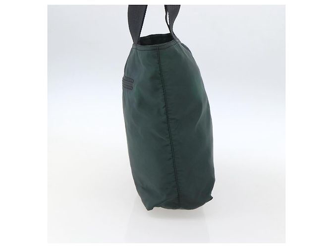 Borsa Tote PRADA in nylon verde argento Auth fm5147 - vista 4