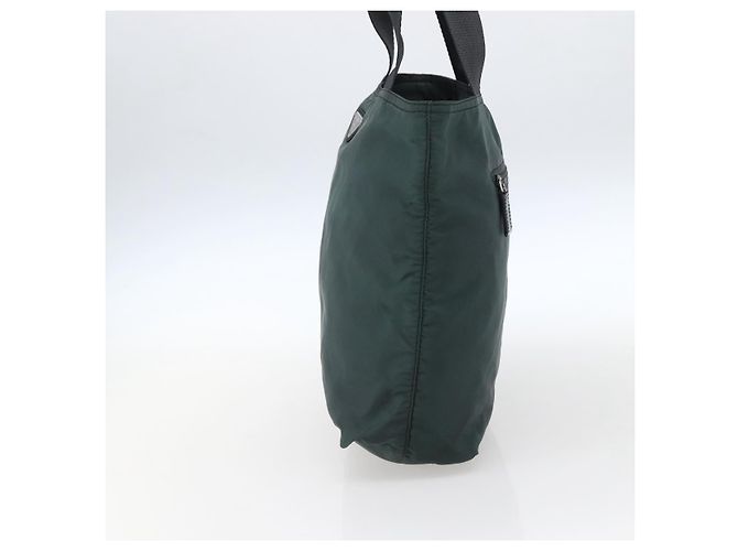 Borsa Tote PRADA in nylon verde argento Auth fm5147 - vista 5