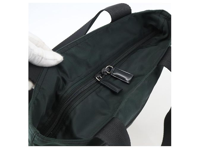 Borsa Tote PRADA in nylon verde argento Auth fm5147 - vista 6