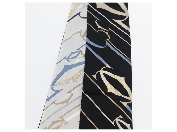 Sciarpa Cartier Setà Nera Bianca Auth am10832V Nero Bianco - vista 11