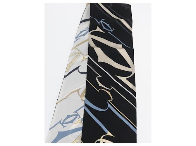 Sciarpa Cartier Setà Nera Bianca Auth am10832V Nero Bianco - vista 12