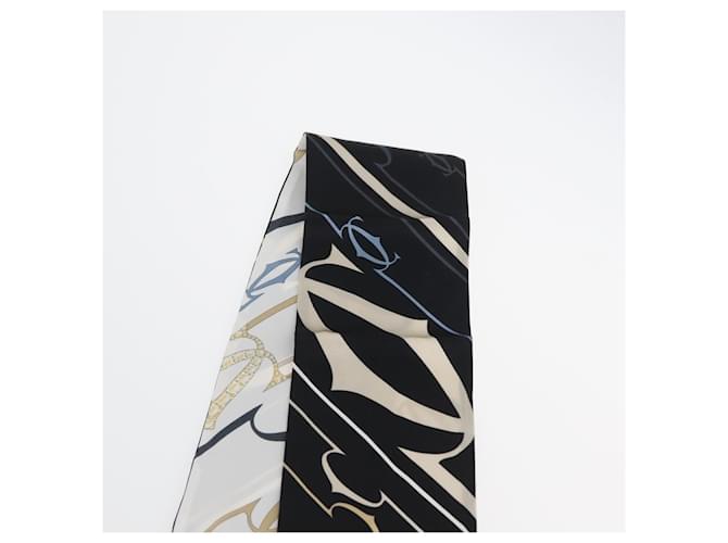 Sciarpa Cartier Setà Nera Bianca Auth am10832V Nero Bianco - vista 13