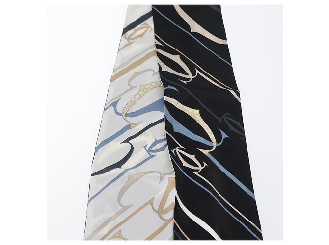 Sciarpa Cartier Setà Nera Bianca Auth am10832V Nero Bianco - vista 5