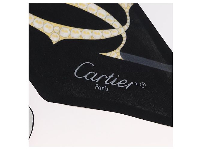 Sciarpa Cartier Setà Nera Bianca Auth am10832V Nero Bianco - vista 7