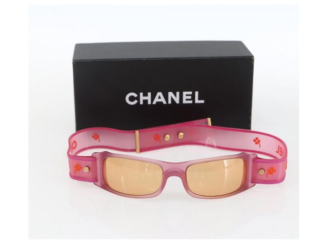 Occhiali da sole CHANEL in gomma rosa CC Auth 165731V - vista 13