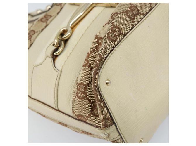 Borsa a mano in tela GG Gucci Beige Oro 07198 Auth 172295 - vista 11