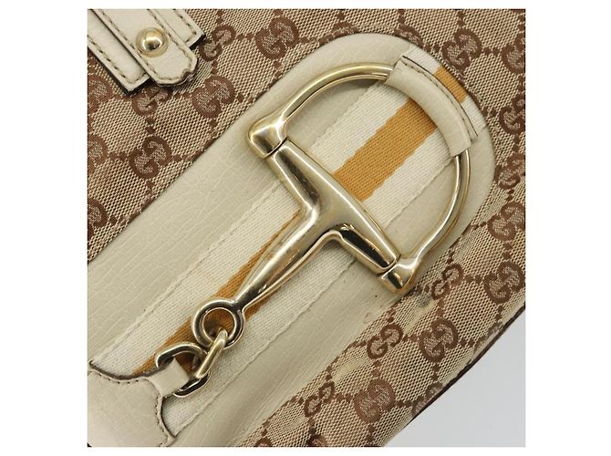 Borsa a mano in tela GG Gucci Beige Oro 07198 Auth 172295 - vista 15