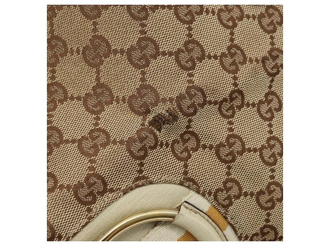 Borsa a mano in tela GG Gucci Beige Oro 07198 Auth 172295 - vista 16