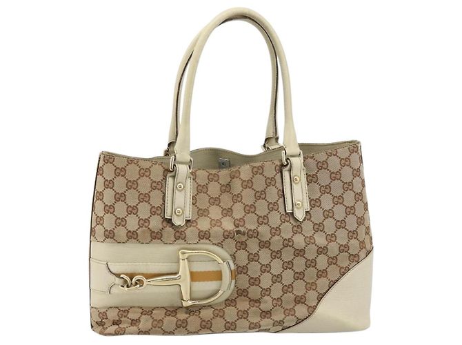 Borsa a mano in tela GG Gucci Beige Oro 07198 Auth 172295 - vista 2