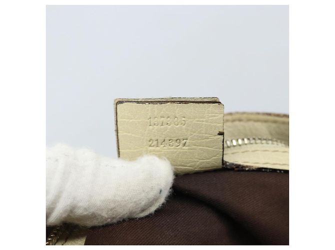 Borsa a mano in tela GG Gucci Beige Oro 07198 Auth 172295 - vista 23