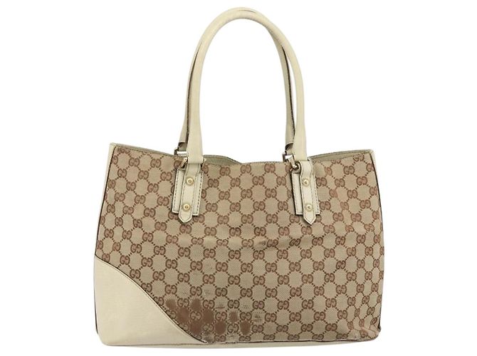 Borsa a mano in tela GG Gucci Beige Oro 07198 Auth 172295 - vista 3