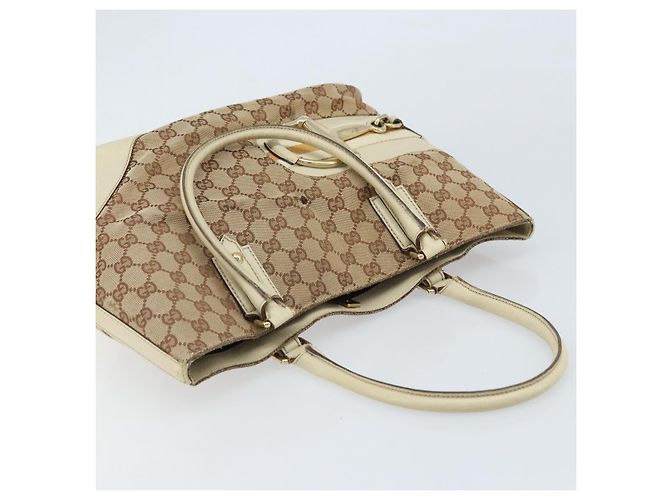 Borsa a mano in tela GG Gucci Beige Oro 07198 Auth 172295 - vista 6