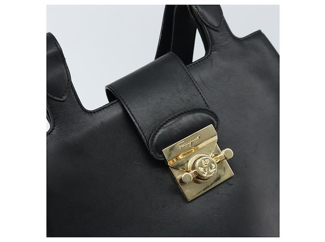 Borsa Tote Salvatore Ferragamo in pelle nera e oro Auth 172187 Nero D'oro - vista 14