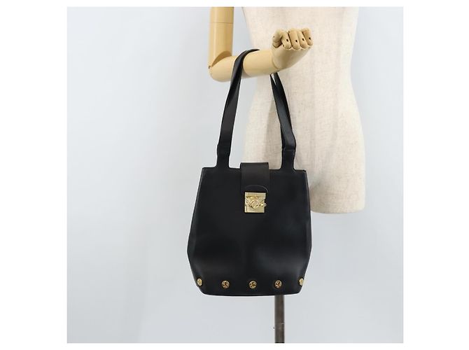 Borsa Tote Salvatore Ferragamo in pelle nera e oro Auth 172187 Nero D'oro - vista 21