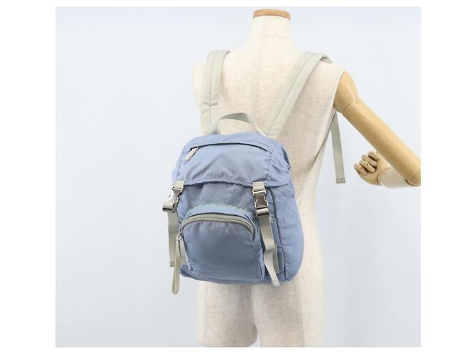 PRADA Backpack Nylon Light Blue Silver Auth BA10351 Silvery - view 27