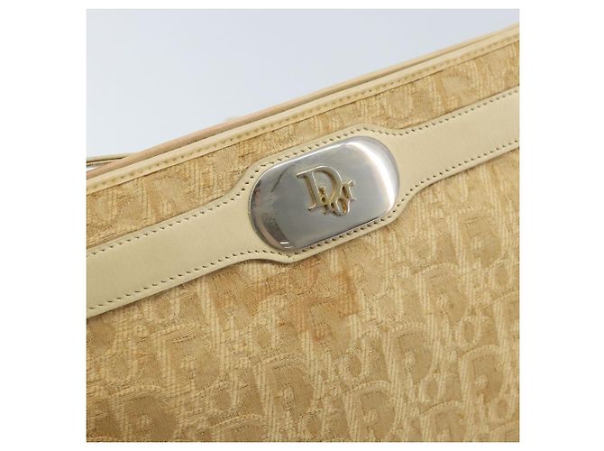 Borsa a Spalla in Tela Trotter Christian Dior Beige Oro Auth 172239 D'oro - vista 14