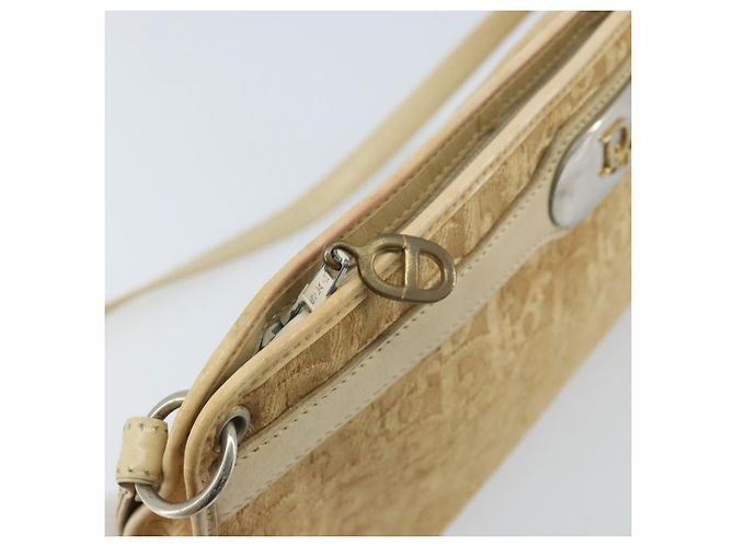 Borsa a Spalla in Tela Trotter Christian Dior Beige Oro Auth 172239 D'oro - vista 15