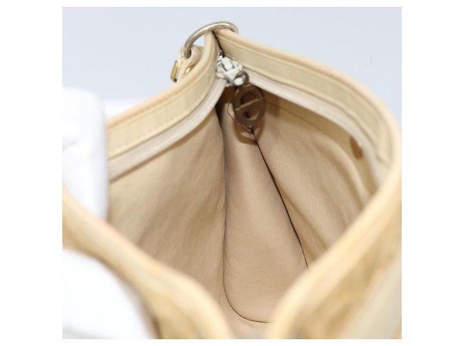 Borsa a Spalla in Tela Trotter Christian Dior Beige Oro Auth 172239 D'oro - vista 18