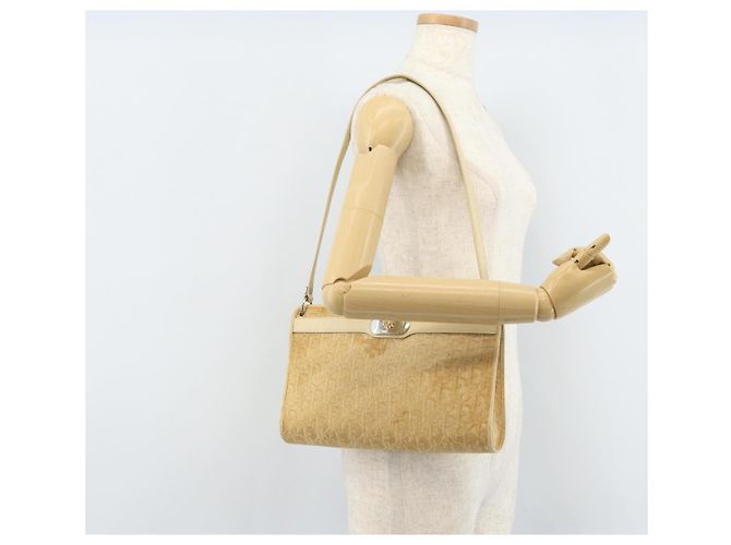 Borsa a Spalla in Tela Trotter Christian Dior Beige Oro Auth 172239 D'oro - vista 20