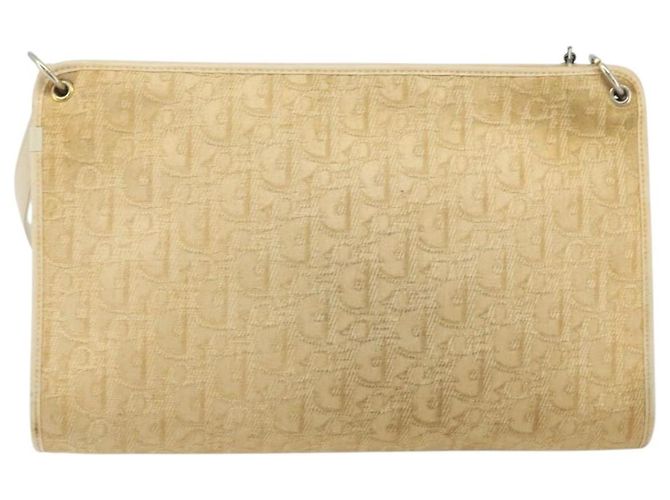 Borsa a Spalla in Tela Trotter Christian Dior Beige Oro Auth 172239 D'oro - vista 3