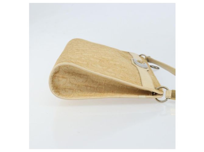 Borsa a Spalla in Tela Trotter Christian Dior Beige Oro Auth 172239 D'oro - vista 4