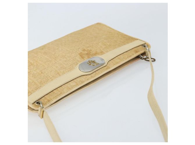 Borsa a Spalla in Tela Trotter Christian Dior Beige Oro Auth 172239 D'oro - vista 6