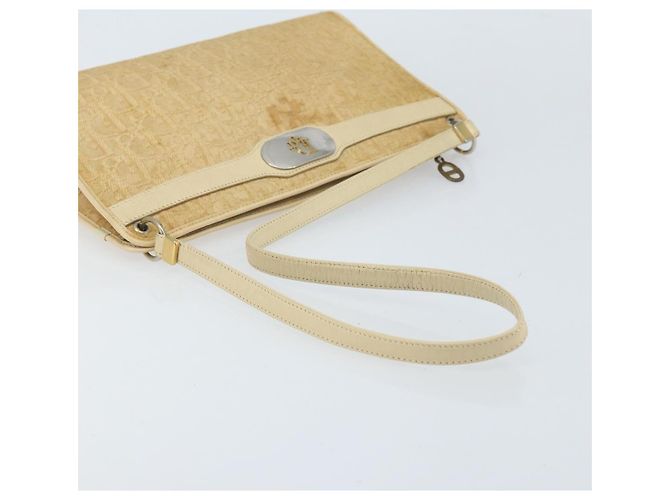 Borsa a Spalla in Tela Trotter Christian Dior Beige Oro Auth 172239 D'oro - vista 7