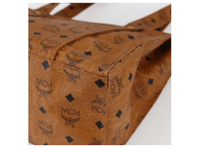 Borsa Tote MCM Logogram Vicetos PVC Marrone Oro Auth 172274 D'oro - vista 10