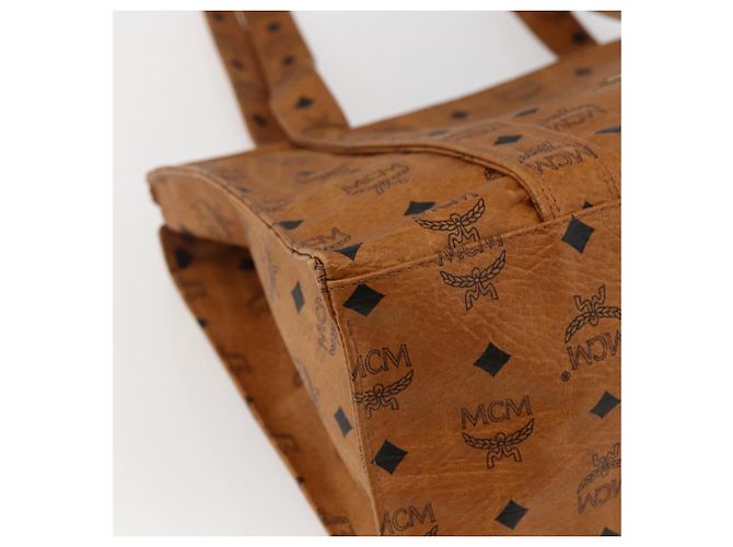 Borsa Tote MCM Logogram Vicetos PVC Marrone Oro Auth 172274 D'oro - vista 11