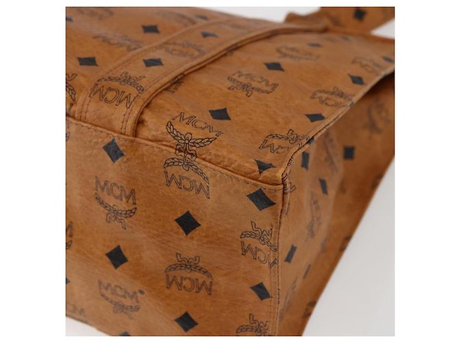 Borsa Tote MCM Logogram Vicetos PVC Marrone Oro Auth 172274 D'oro - vista 12