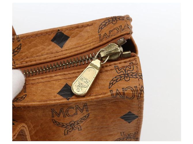 Borsa Tote MCM Logogram Vicetos PVC Marrone Oro Auth 172274 D'oro - vista 14
