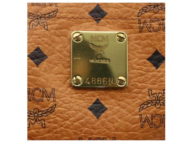 Borsa Tote MCM Logogram Vicetos PVC Marrone Oro Auth 172274 D'oro - vista 15