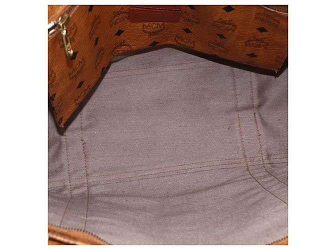 Borsa Tote MCM Logogram Vicetos PVC Marrone Oro Auth 172274 D'oro - vista 18