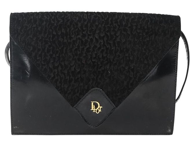 Borsa a Spalla Christian Dior in Pelle Nera e Oro Auth fm5127 Nero D'oro - vista 2