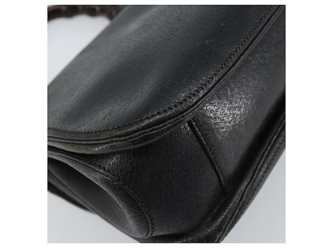 Borsa a mano in pelle Gucci Bamboo nera e oro Auth ep13556 Nero D'oro - vista 13