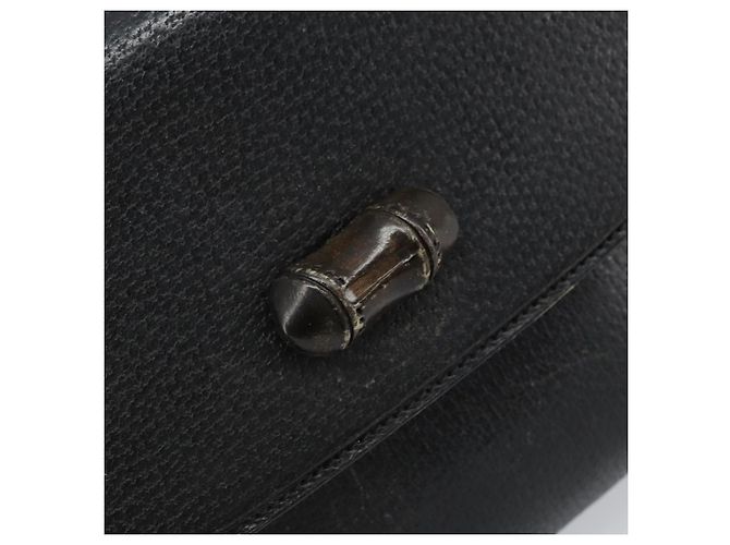 Borsa a mano in pelle Gucci Bamboo nera e oro Auth ep13556 Nero D'oro - vista 14