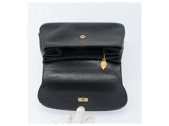 Borsa a mano in pelle Gucci Bamboo nera e oro Auth ep13556 Nero D'oro - vista 15