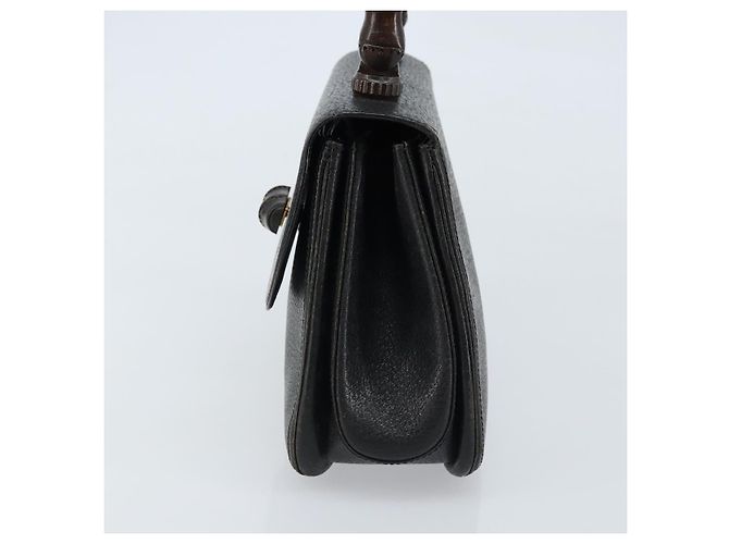 Borsa a mano in pelle Gucci Bamboo nera e oro Auth ep13556 Nero D'oro - vista 4