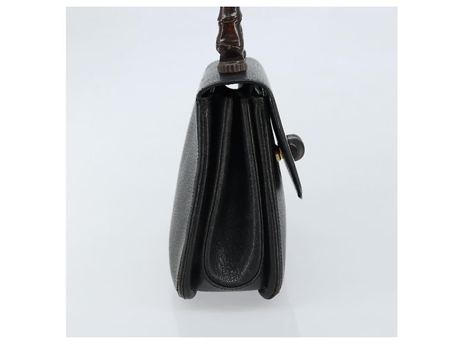 Borsa a mano in pelle Gucci Bamboo nera e oro Auth ep13556 Nero D'oro - vista 5