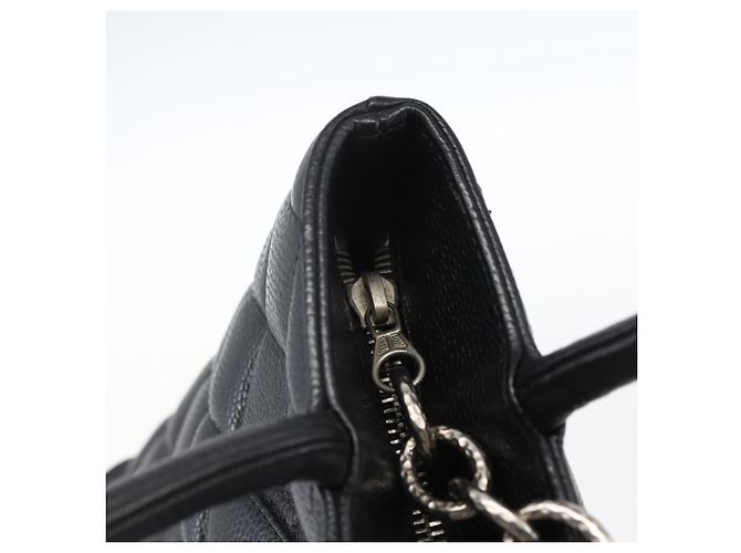 CHANEL Borsa Tote Matelassé Reprint Pelle Caviar Nera Argento CC Auth am10812SAM Nero - vista 14