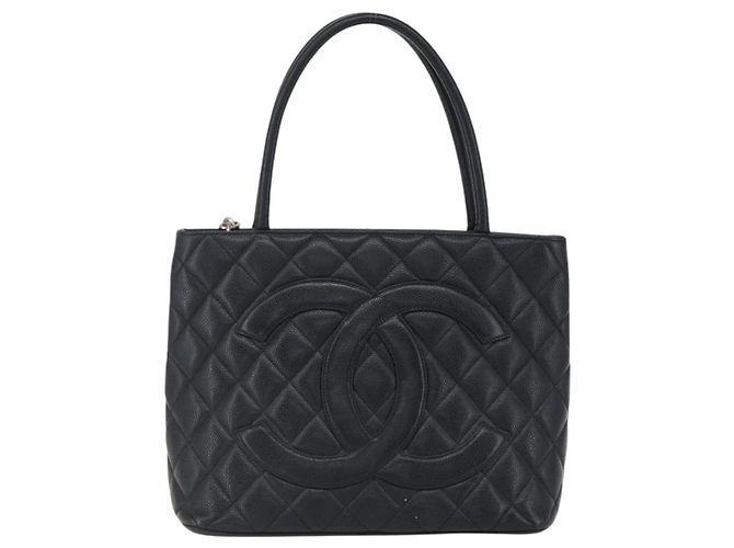 CHANEL Borsa Tote Matelassé Reprint Pelle Caviar Nera Argento CC Auth am10812SAM Nero - vista 2