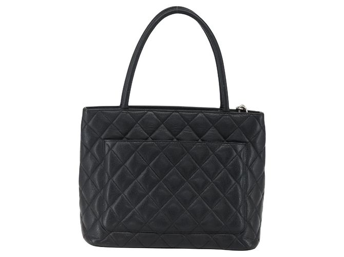 CHANEL Borsa Tote Matelassé Reprint Pelle Caviar Nera Argento CC Auth am10812SAM Nero - vista 3