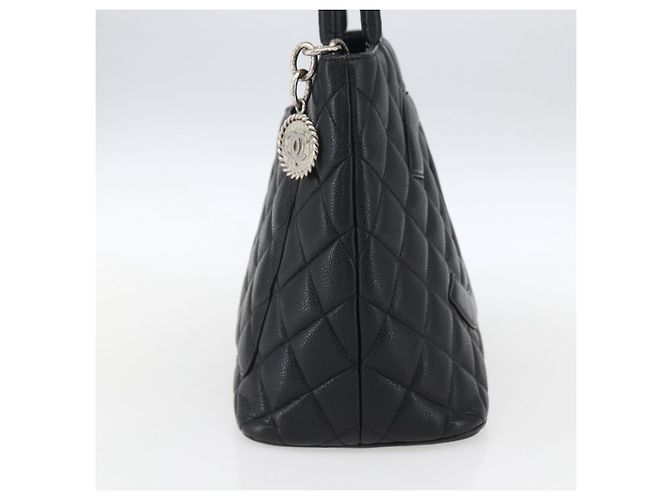 CHANEL Borsa Tote Matelassé Reprint Pelle Caviar Nera Argento CC Auth am10812SAM Nero - vista 5