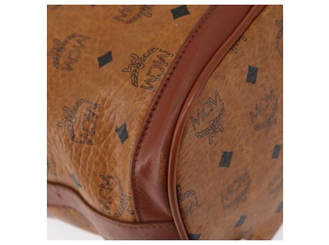 Borsa a Spalla MCM Vicetos Logogram in Pelle PVC Marrone Oro Auth bs33527 D'oro - vista 12