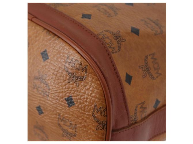 Borsa a Spalla MCM Vicetos Logogram in Pelle PVC Marrone Oro Auth bs33527 D'oro - vista 13
