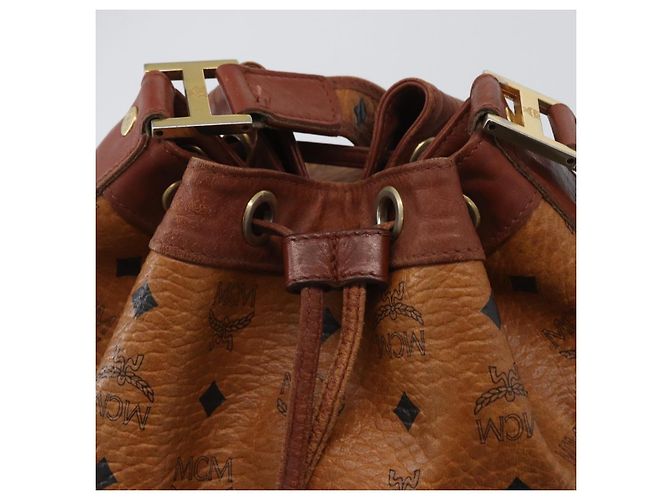Borsa a Spalla MCM Vicetos Logogram in Pelle PVC Marrone Oro Auth bs33527 D'oro - vista 15