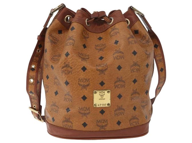 Borsa a Spalla MCM Vicetos Logogram in Pelle PVC Marrone Oro Auth bs33527 D'oro - vista 2