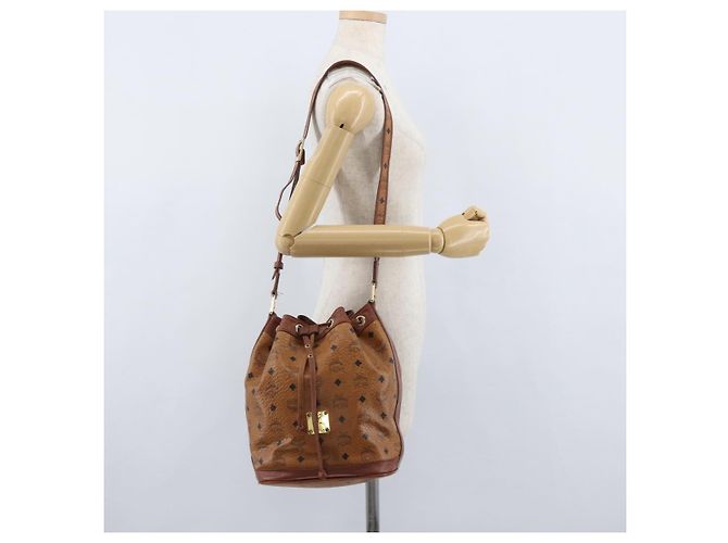 Borsa a Spalla MCM Vicetos Logogram in Pelle PVC Marrone Oro Auth bs33527 D'oro - vista 22